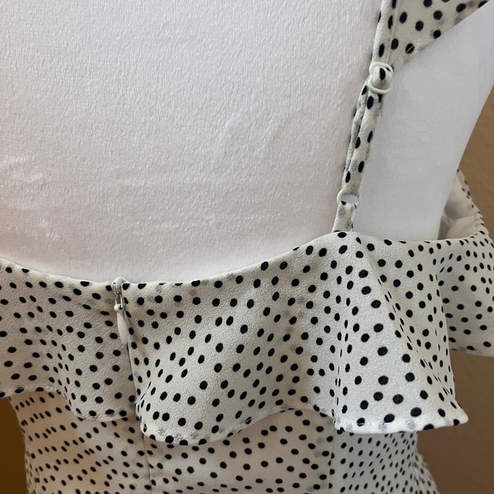 Lucy Paris Marissa Ruffled Polka Dot Midi Dress - black & white - Picture 6 of 7